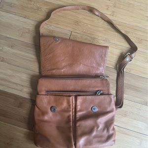 Brown leather crossbody bag from Florence Italy